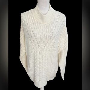 Time and Tru Women's Mix Stitch Sweater, Winter White, Size XL